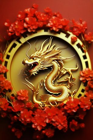 黄金龍(勝負運の赤) iPad/Androidタブレット待受け